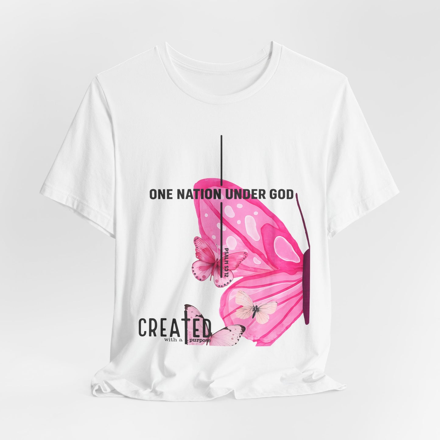 Created Butterfly T-Shirt — "One Nation Under God" Christian Inspirational Tee