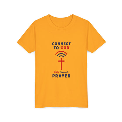 Youth Tee — "Connect to God" Prayer Wi-Fi Cross Shirt