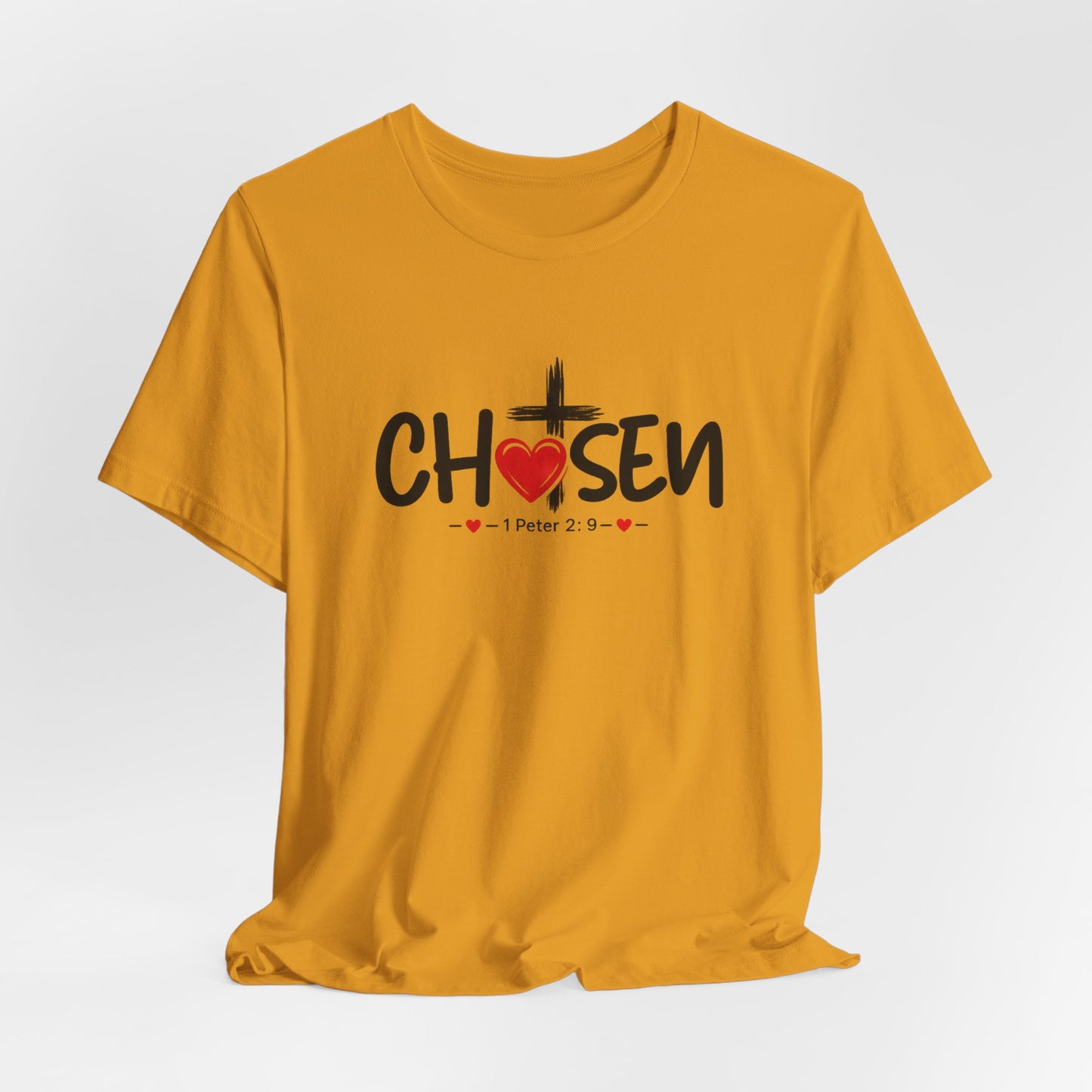 Chosen Cross Heart T-Shirt — Christian Faith Tee (1 Peter 2)