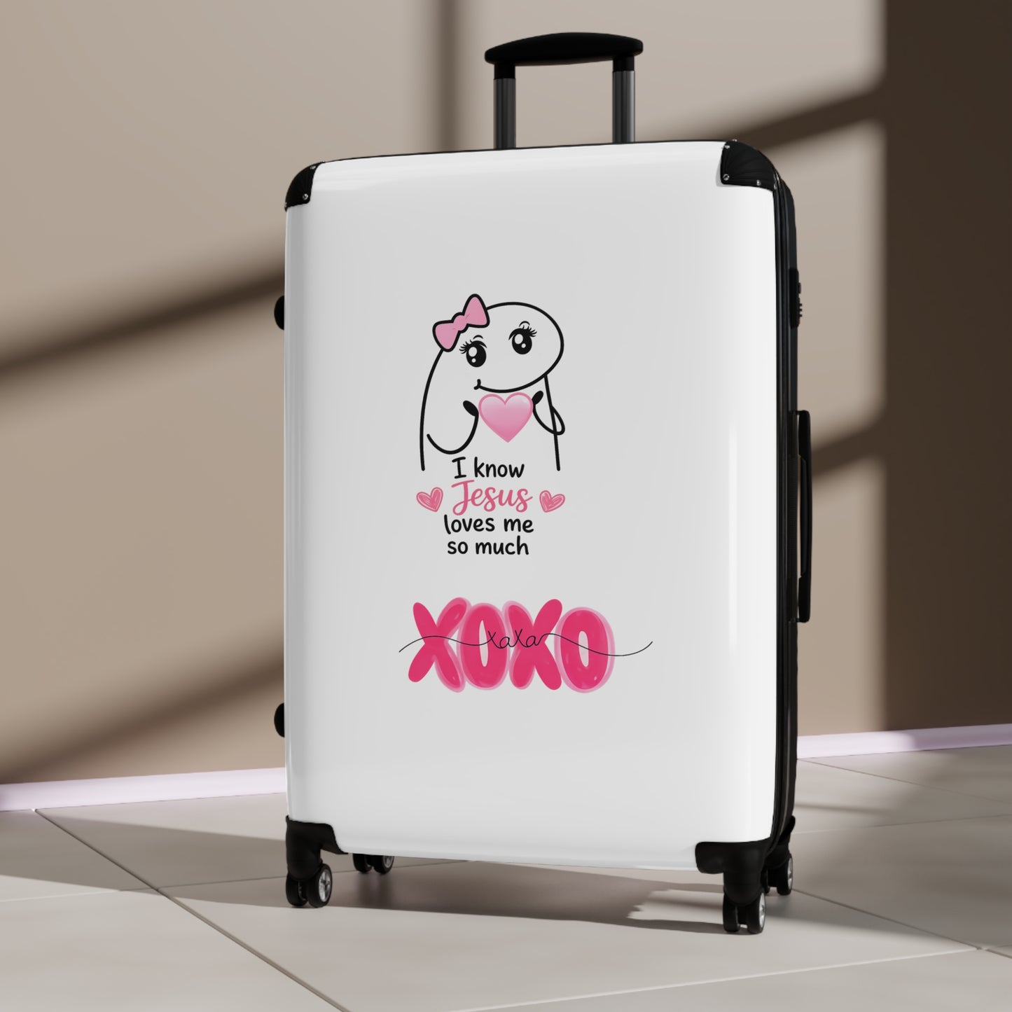 Suitcase — "I Know Jesus Loves Me So Much XOXO" Cute Christian Travel Luggage