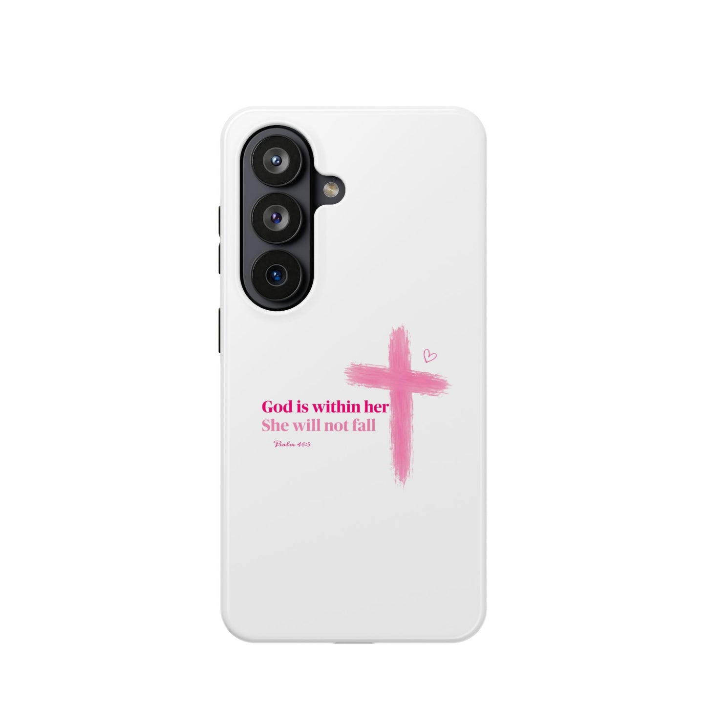 Phone Case — "God is within her, She will not fall" Pink Cross Magnetic Impact-Resistant Case