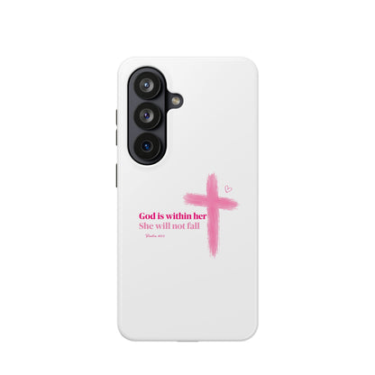 Phone Case — "God is within her, She will not fall" Pink Cross Magnetic Impact-Resistant Case