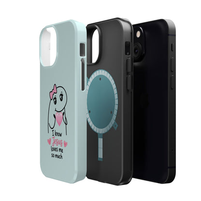 Christian Cute Heart Phone Case — "I Know Jesus Loves Me So Much" Magnetic Impact-Resistant Case