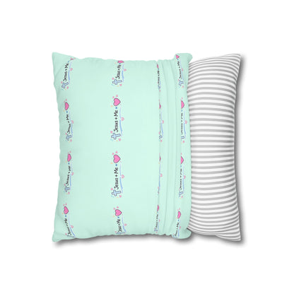Faith Car Pillowcase — "Riding with Jesus & a Full Tank of Faith" Square Throw Pillow Cover