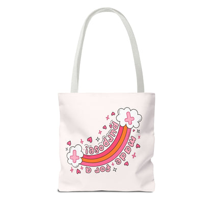 Pink Faith Tote Bag — Inspirational Cross & Rainbow AOP Tote