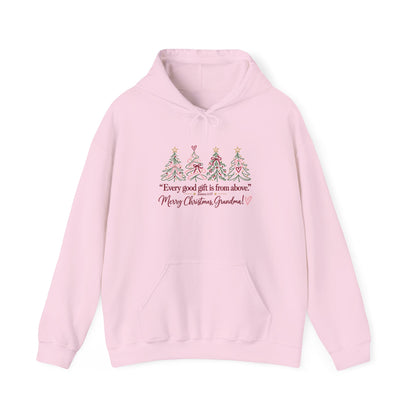 Christmas Grandma Hoodie — "Every good gift is from above" Holiday Sweatshirt