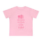 Baby T-Shirt — Pink Christian Faith Design: “Blessed is the Nation” & Heart Alarm “God’s Timing is Perfect”