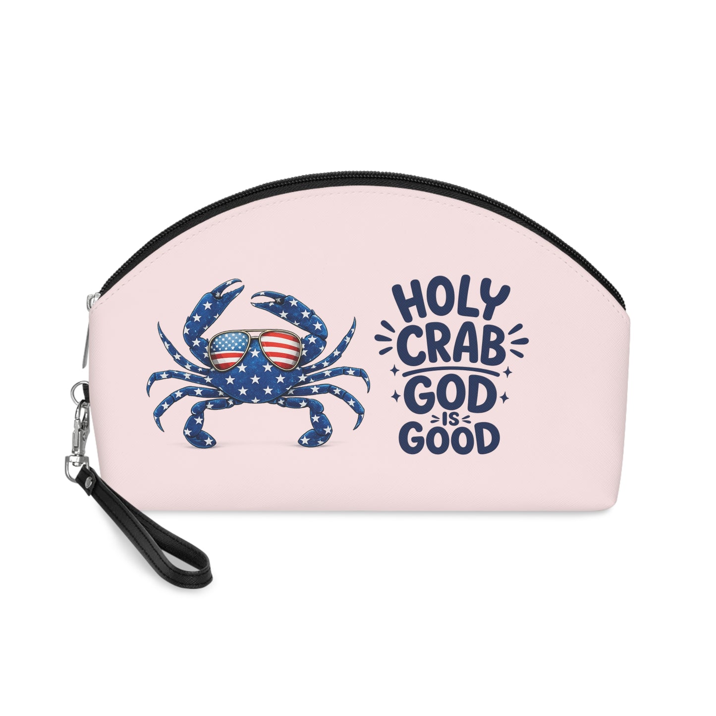 Makeup Bag — 'Holy Crab God is Good' Patriotic Crab Cosmetic Pouch