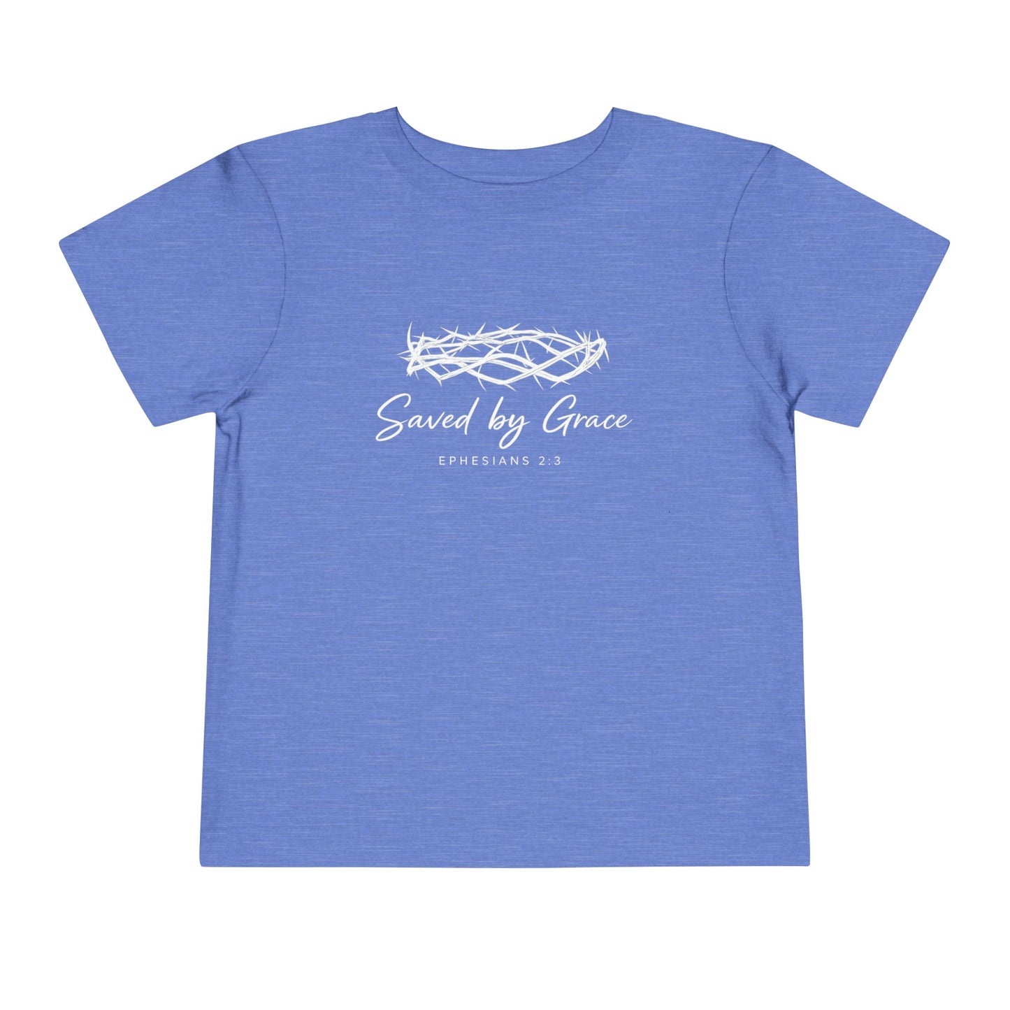 Toddler Tee — "Saved by Grace" Christian Crown of Thorns Shirt (Ephesians 2:8)