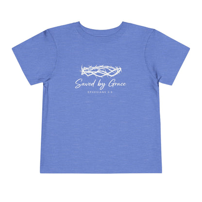 Toddler Tee — "Saved by Grace" Christian Crown of Thorns Shirt (Ephesians 2:8)