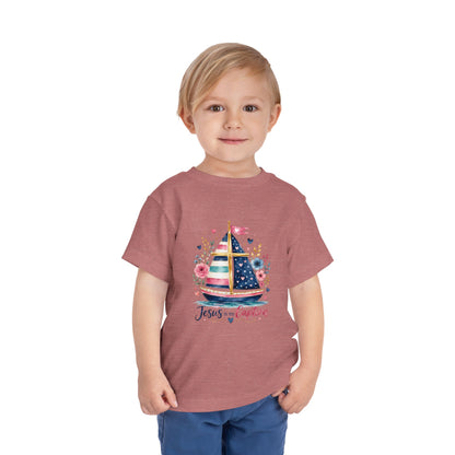 Toddler Tee - 'Jesus is my Captain' Nautical Sailboat Christian Shirt