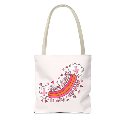 Pink Faith Tote Bag — Inspirational Cross & Rainbow AOP Tote