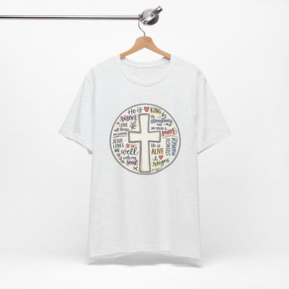 Christian Cross Faith T-Shirt — He Is Risen Inspirational Graphic Tee