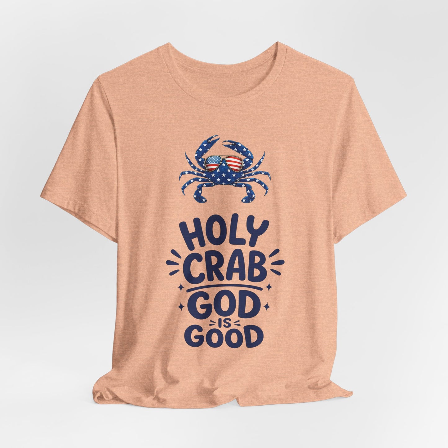 Holy Crab God Is Good T-Shirt — Patriotic Blue Crab Graphic Tee