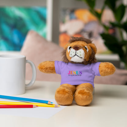 Jesus Rainbow Tee Teddy Bear - Plush Stuffed Animal with Faith Shirt