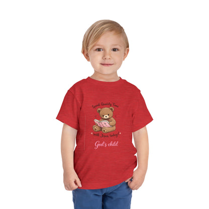Toddler Tee — "Spend Quality Time with Jesus Today!" Bear Christian Kids Shirt