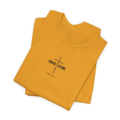 Grace Alone T-Shirt — Ephesians 2:8 Christian Cross Tee