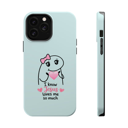 Christian Cute Heart Phone Case — "I Know Jesus Loves Me So Much" Magnetic Impact-Resistant Case