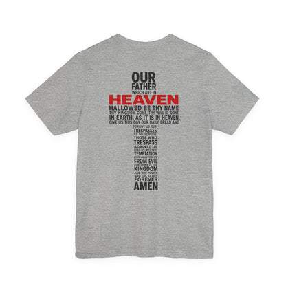 Faith Cross T-Shirt — 'Our Father' Lord's Prayer Back Print Christian Tee