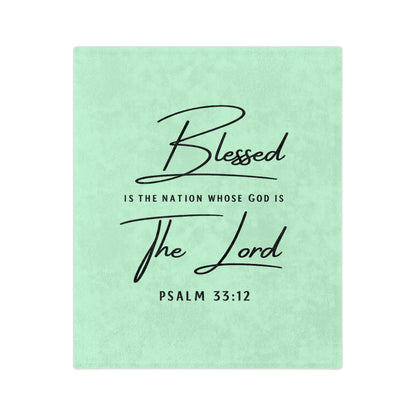 Blessed Is the Nation Psalm 33:12 Microfiber Blanket — Inspirational Christian Throw