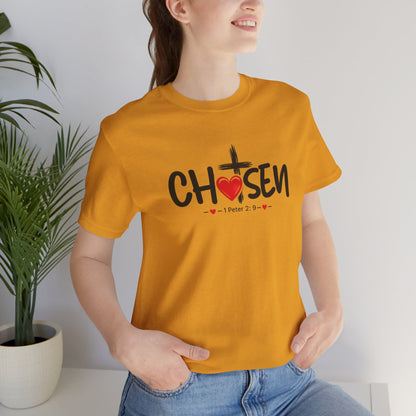 Chosen Cross Heart T-Shirt — Christian Faith Tee (1 Peter 2)