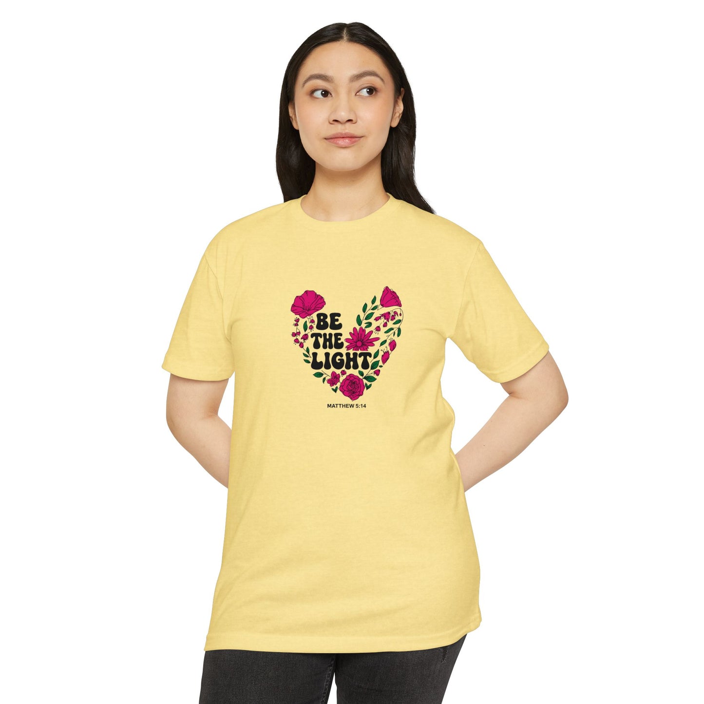 Be The Light Floral T-Shirt — Matthew 5:14 Inspirational Tee