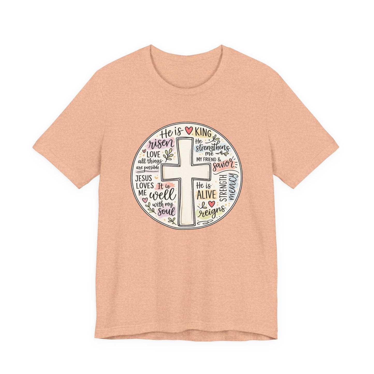 Christian Cross Faith T-Shirt — He Is Risen Inspirational Graphic Tee
