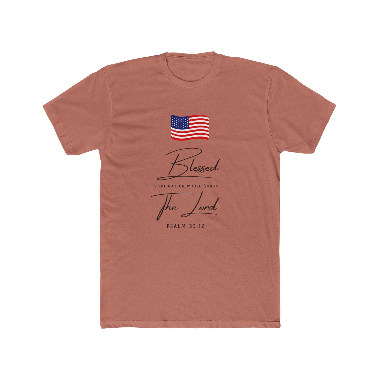 Blessed by the Lord American Flag T-Shirt — Psalm 55:12 Patriotic Christian Tee