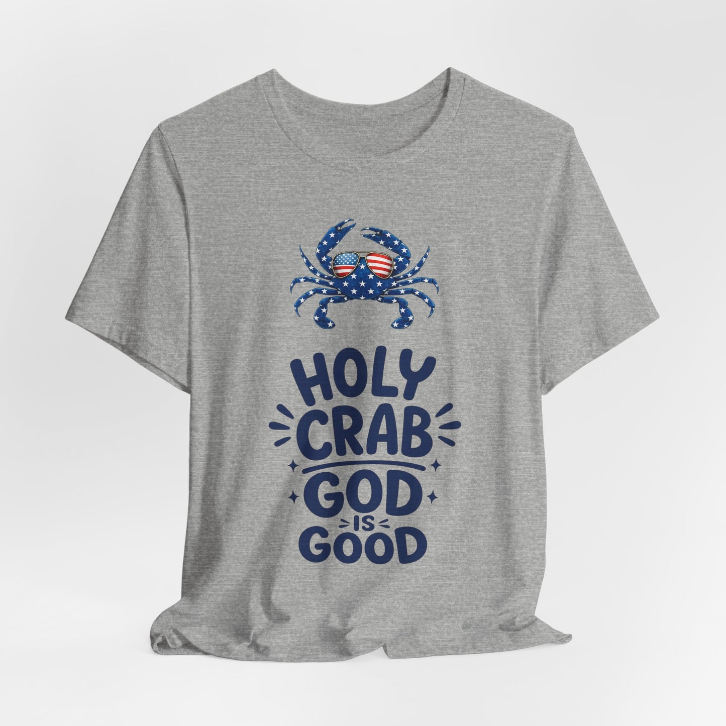Holy Crab God Is Good T-Shirt — Patriotic Blue Crab Graphic Tee