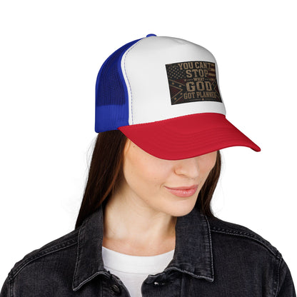 Trucker Hat - "You Can't Stop What God Got Planned" Patriotic Faith Cap