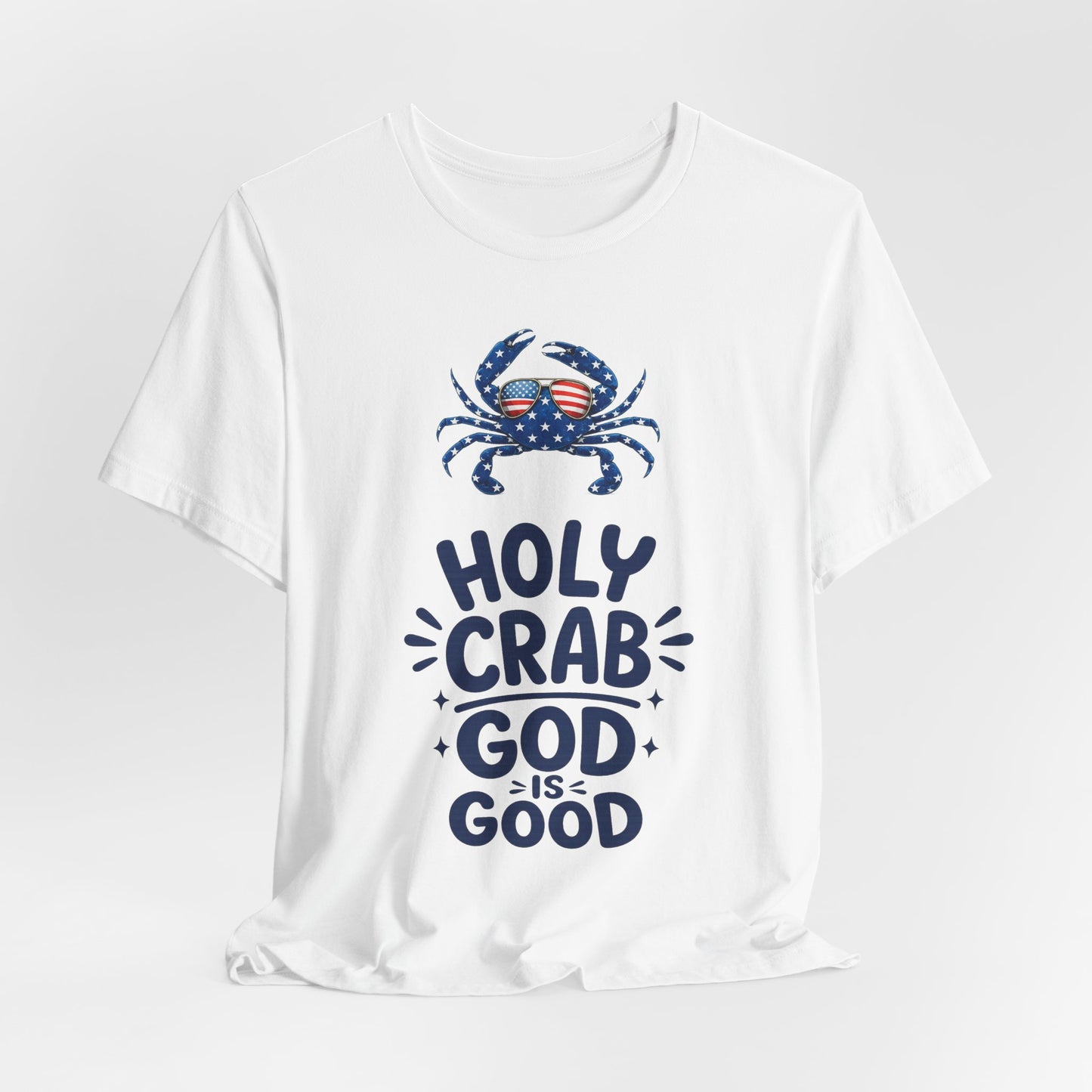 Holy Crab God Is Good T-Shirt — Patriotic Blue Crab Graphic Tee