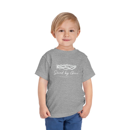 Toddler Tee — "Saved by Grace" Christian Crown of Thorns Shirt (Ephesians 2:8)