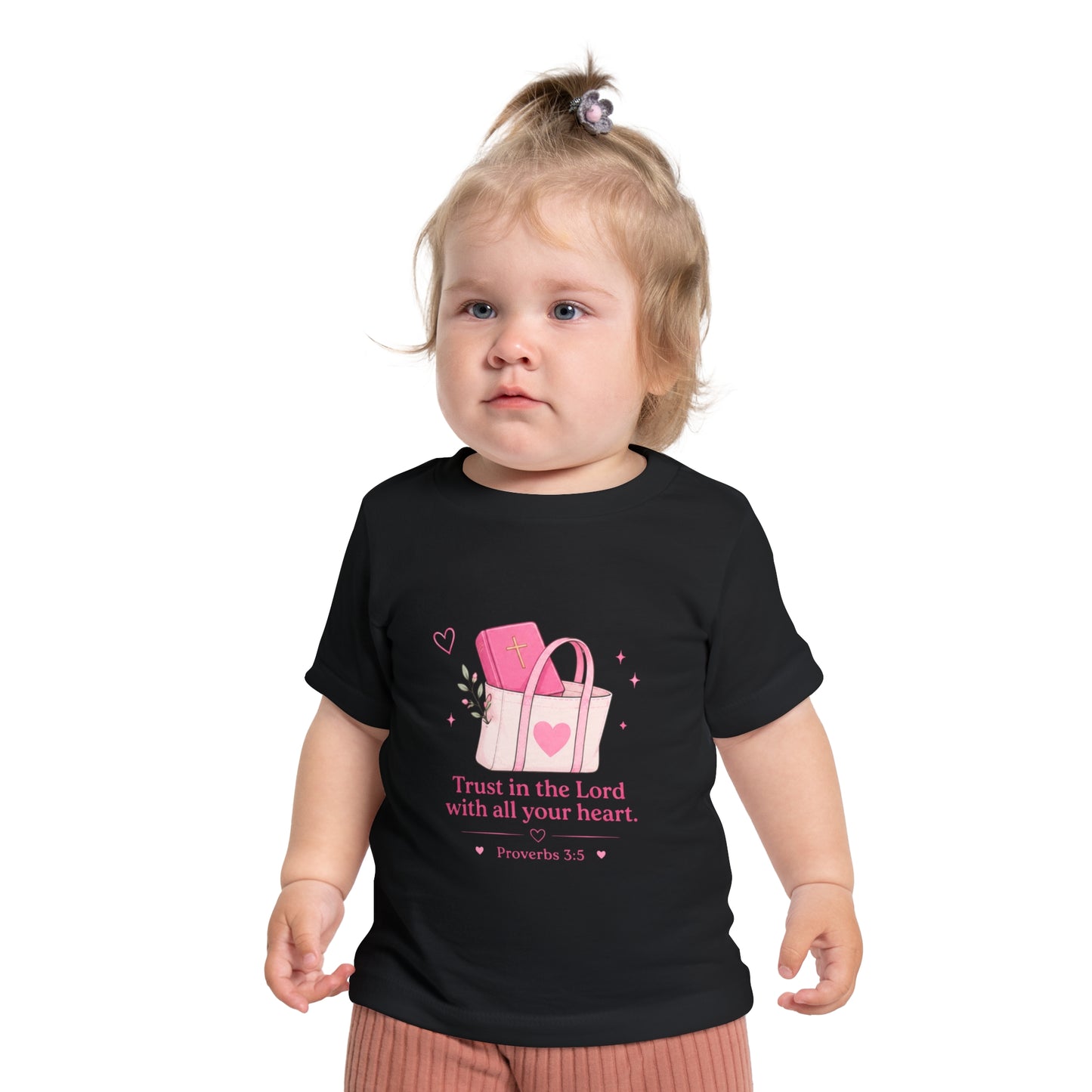 Baby T-Shirt — "Child of God" Pink Faith Tee (Proverbs 3:5)