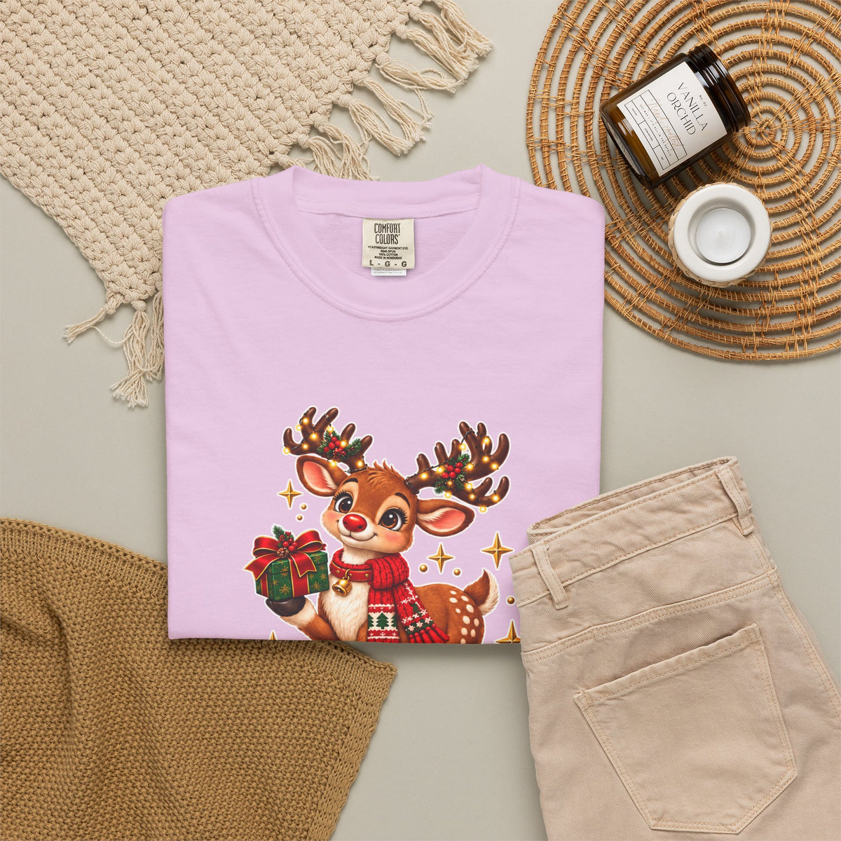 Christmas Reindeer T-Shirt — "Sweet Granddaughter You're an Answered Prayer" Holiday Tee