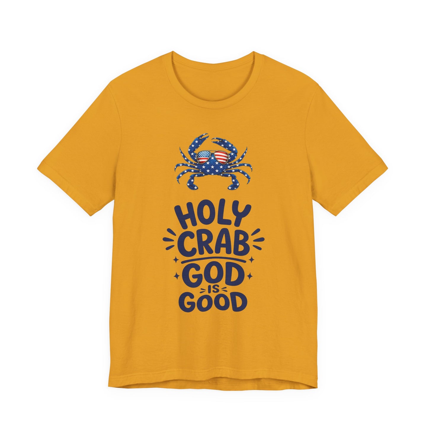 Holy Crab God Is Good T-Shirt — Patriotic Blue Crab Graphic Tee