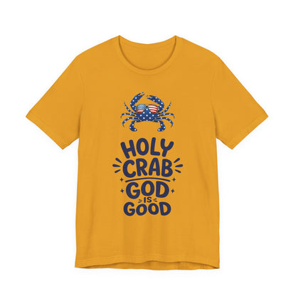 Holy Crab God Is Good T-Shirt — Patriotic Blue Crab Graphic Tee