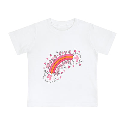 Baby T-Shirt — "Made for a Purpose" Pink Rainbow Christian Infant Tee