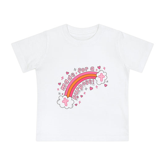 Baby T-Shirt — "Made for a Purpose" Pink Rainbow Christian Infant Tee