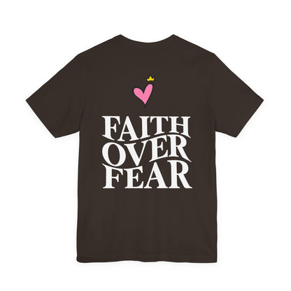 Faith Over Fear T-Shirt — "Saved by Grace" Christian Tee (Heart & Crown)