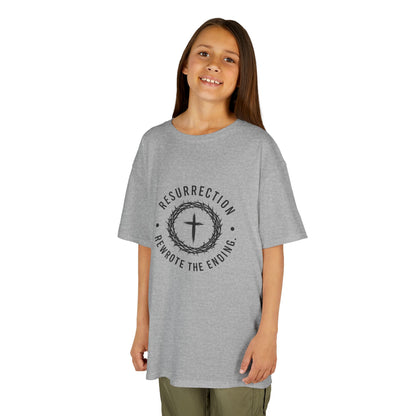 UNISEX KIDS Tee — 'Resurrection: He Wrote the Ending' Cross Graphic