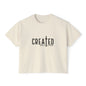Created With a Purpose Women's Boxy Tee — Patriotic Sunflower Back Graphic