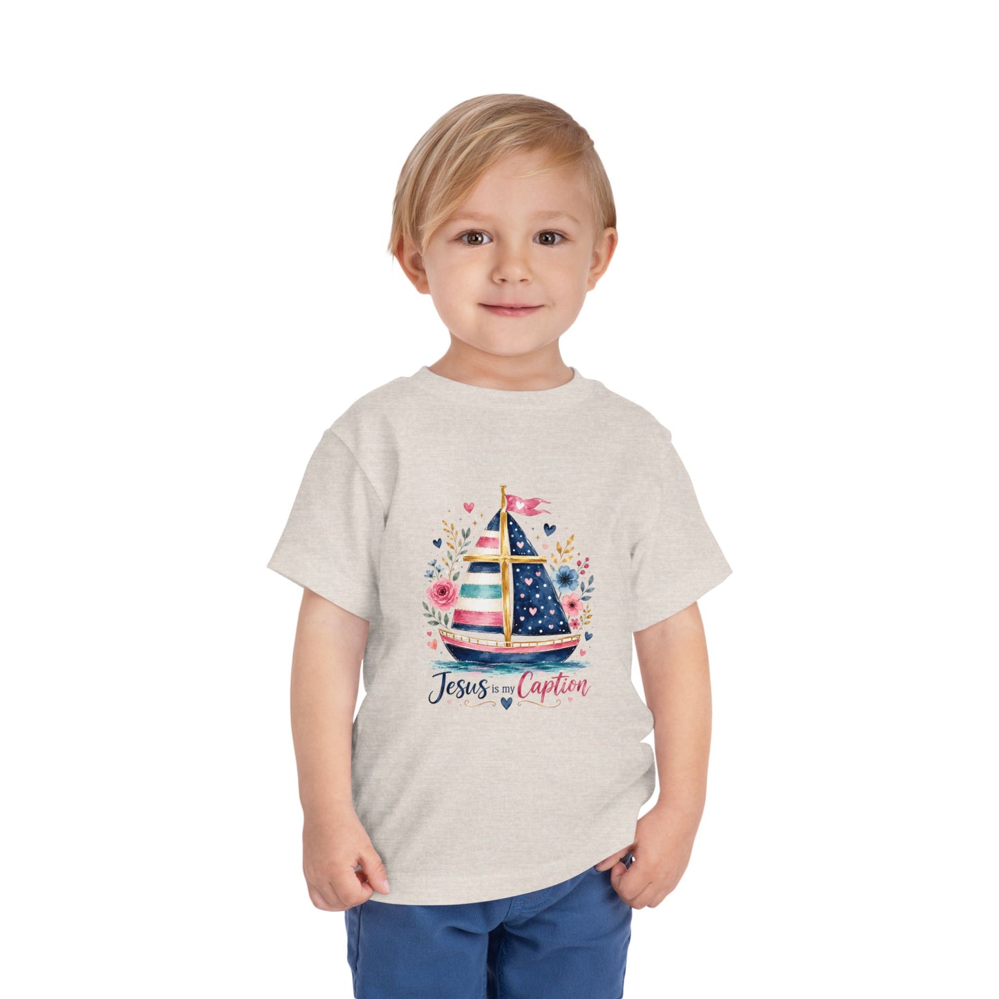 Toddler Tee - 'Jesus is my Captain' Nautical Sailboat Christian Shirt