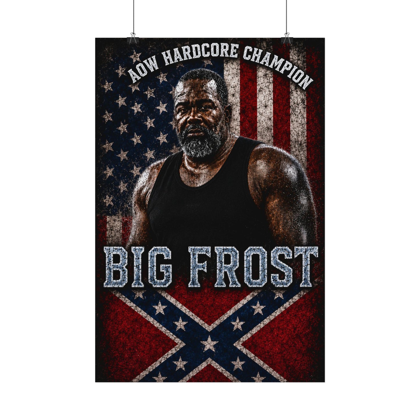 Satin Poster - 'Big Frost' Patriotic Wrestling Champion Wall Art