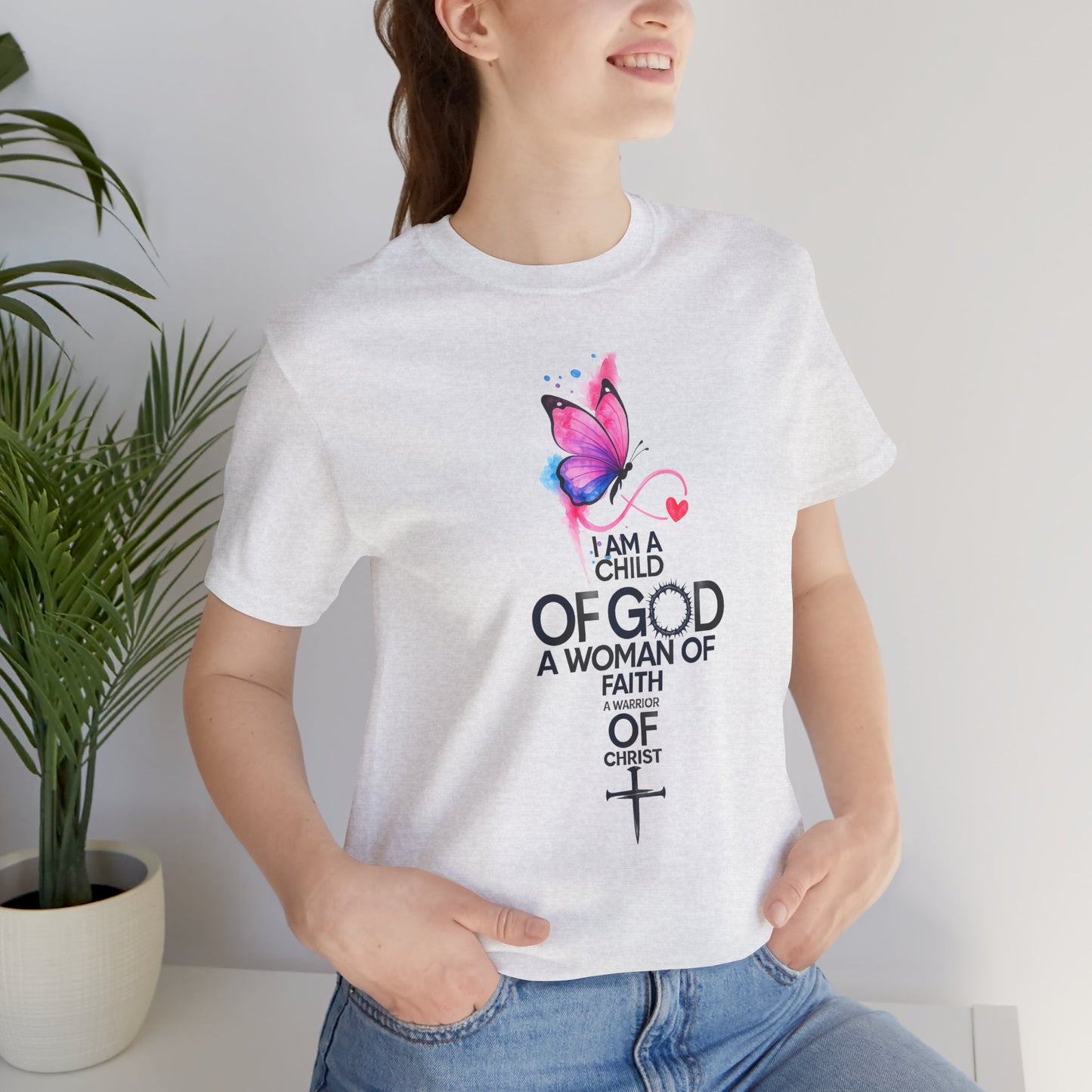 Faith Butterfly T-Shirt – "I Am a Child of God, A Woman of Faith" Christian Tee