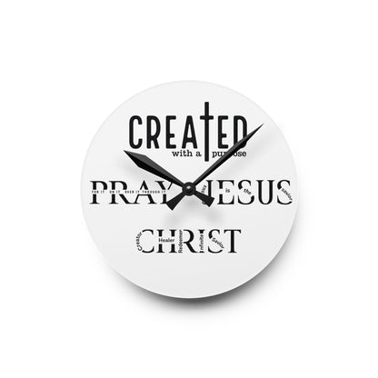 Created with a Purpose Acrylic Wall Clock — 'Praised Jesus Christ' Inspirational Home Decor