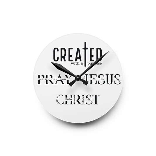 Created with a Purpose Acrylic Wall Clock — 'Praised Jesus Christ' Inspirational Home Decor