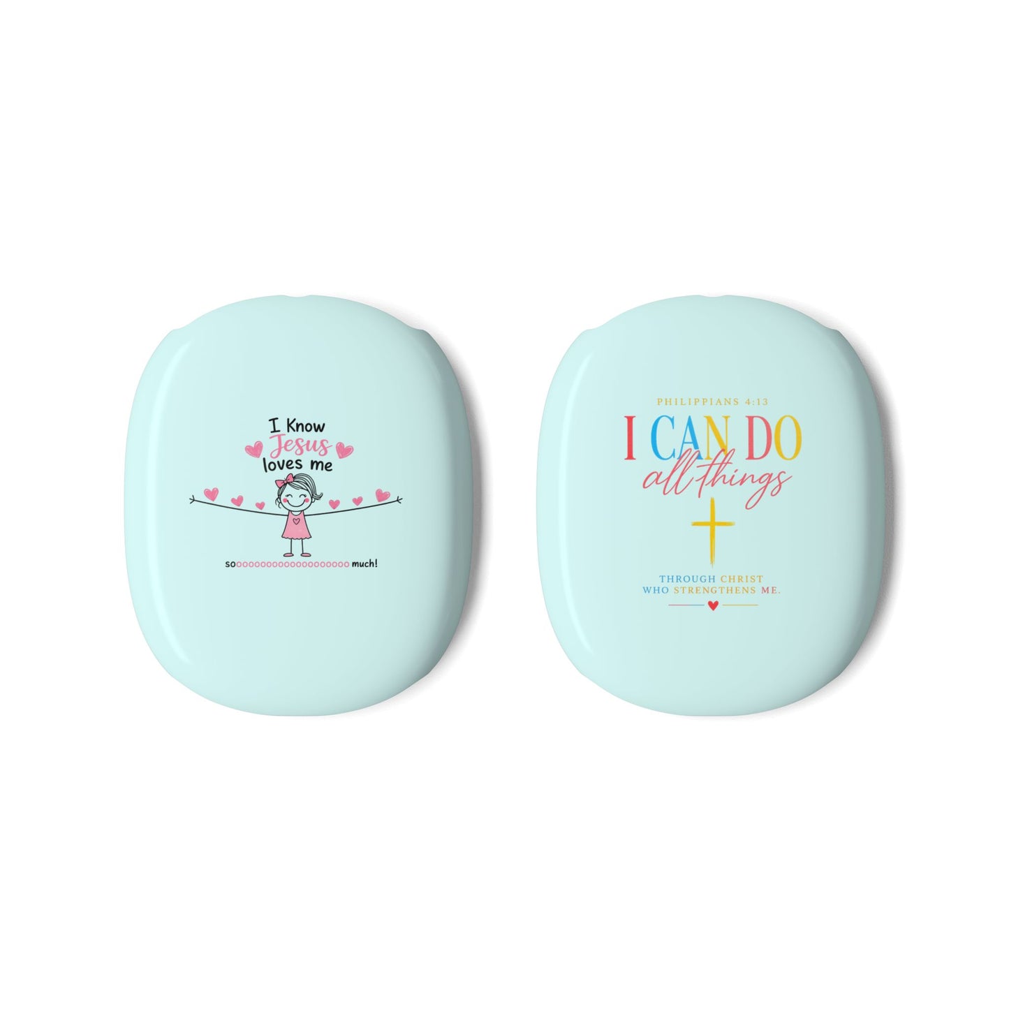 AirPod Max Case — Cute Christian "I Know Jesus Loves Me" Pastel Protective Covers