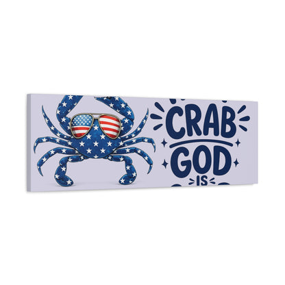Patriotic Crab Canvas — "Holy Crab God Is Good" Wall Art