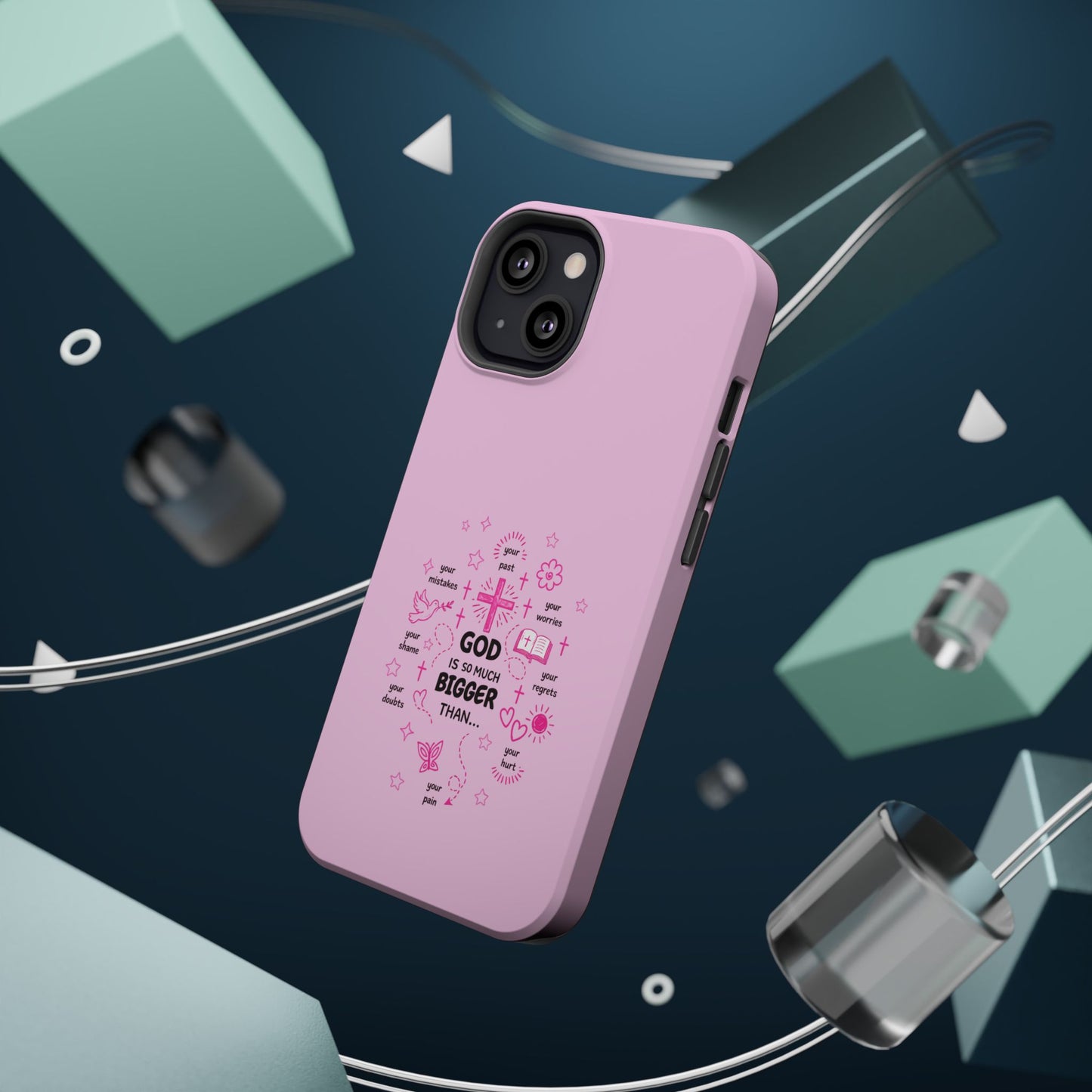Pink Faith Phone Case — "God Is So Much Bigger Than..." Magnetic Impact-Resistant Case