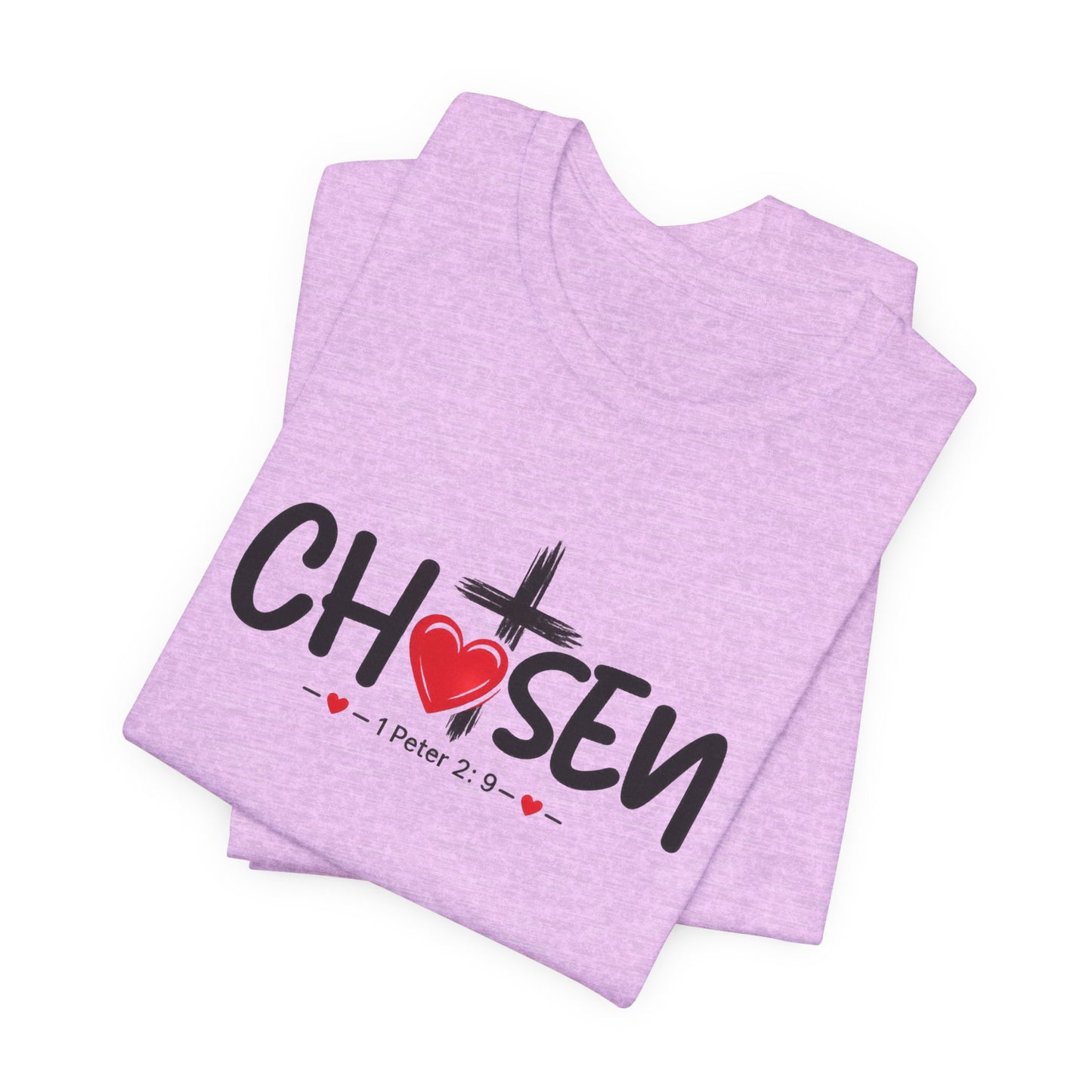 Chosen Cross Heart T-Shirt — Christian Faith Tee (1 Peter 2)